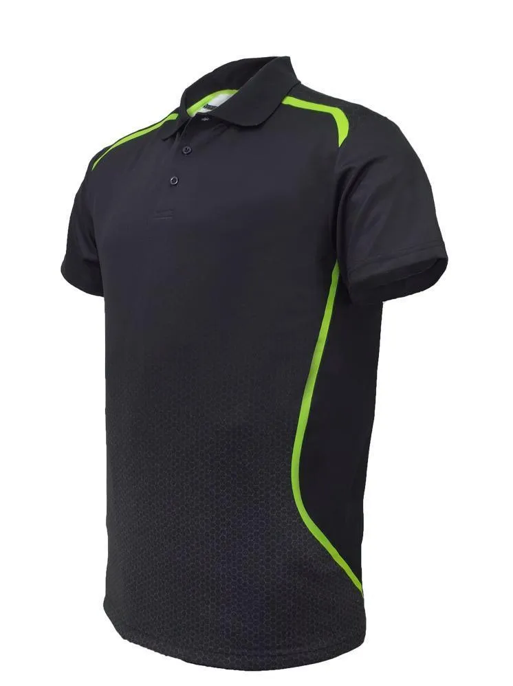 Sublimated Sports Golf Polo -Black/Lime