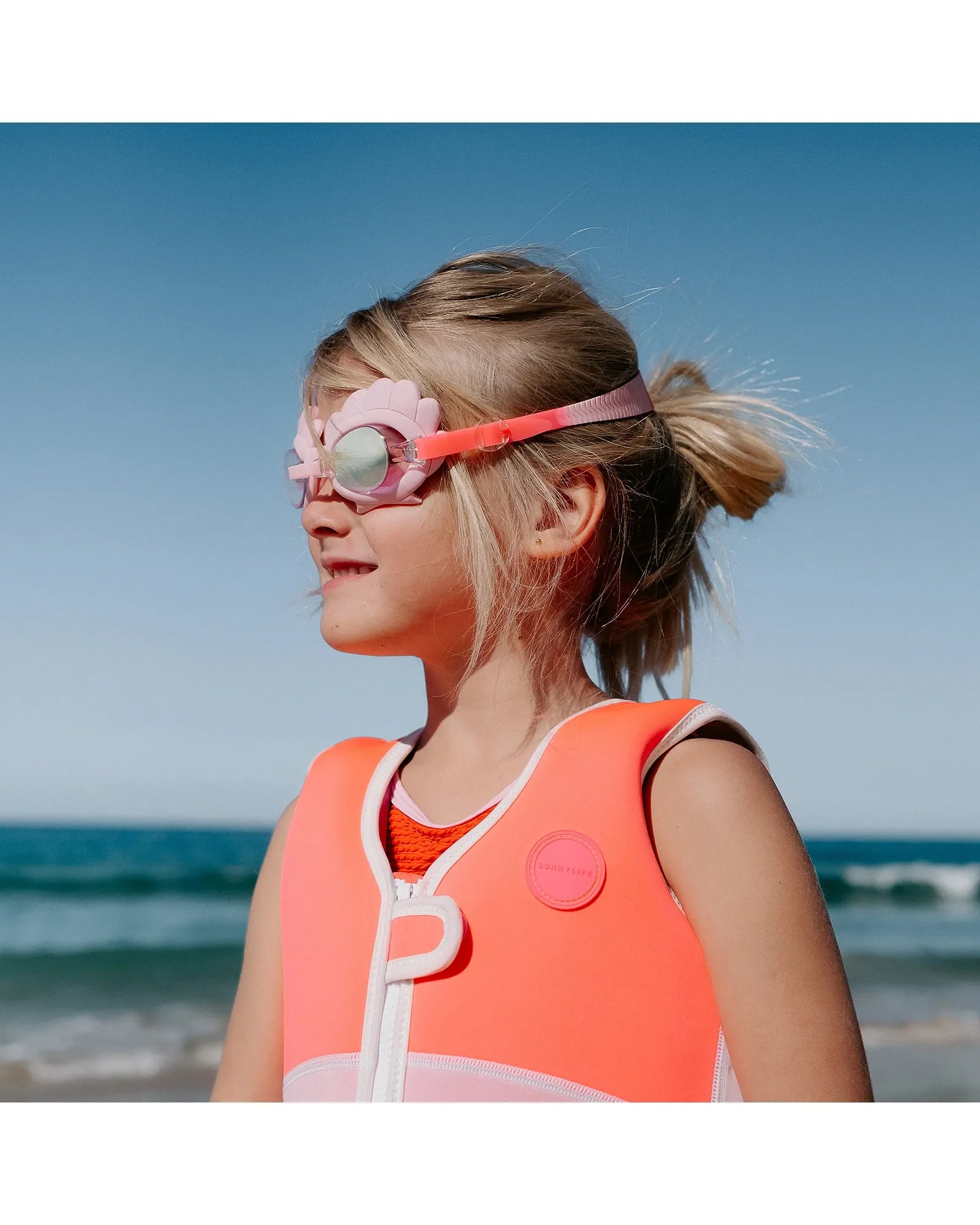 Sunnylife Melody the Mermaid Mini Swim Goggles Neon Strawberry