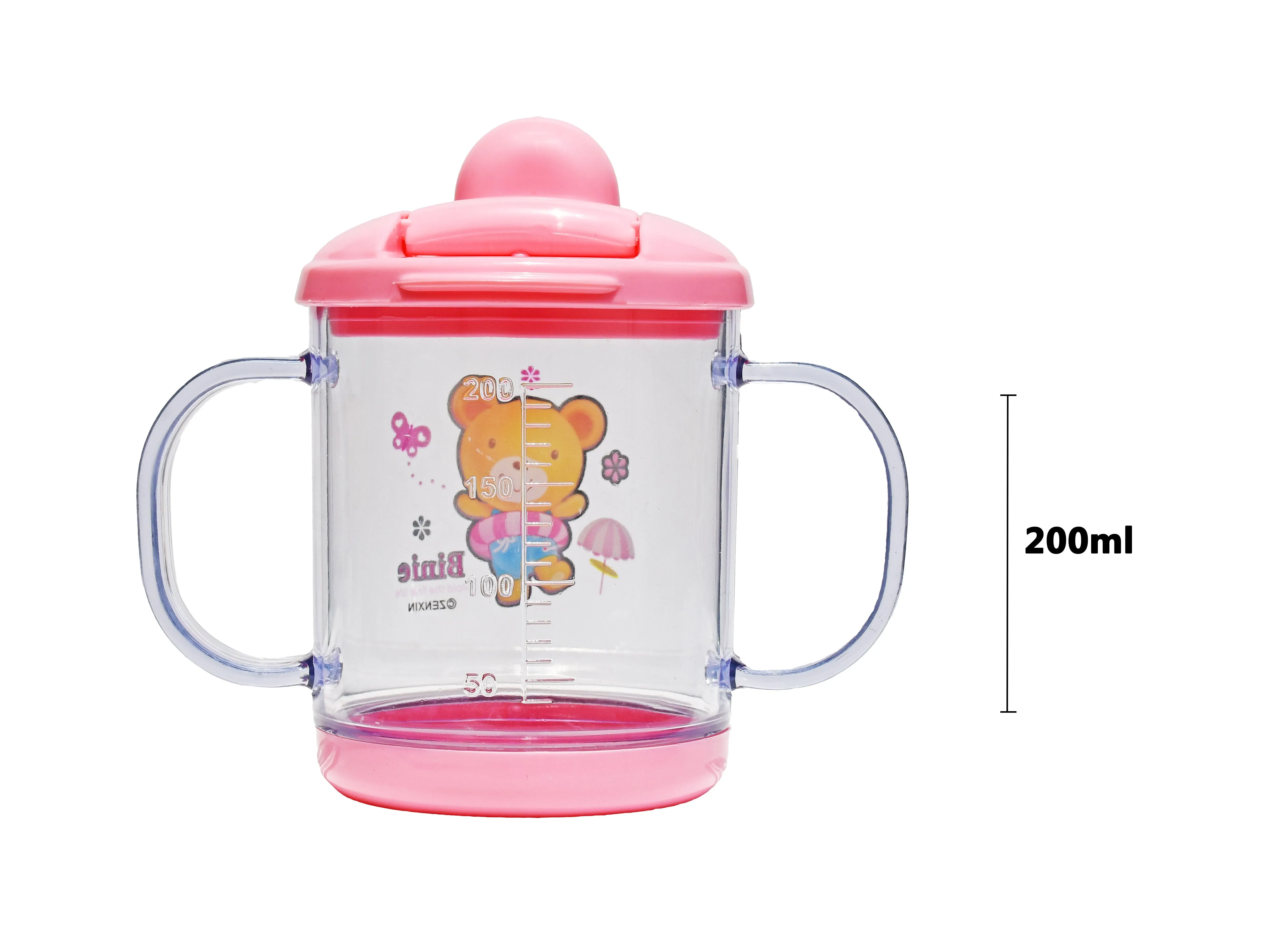 THE LITTLE LOOKERS Premium Quality Bpa Free Unbreakable Sippy Cup (Sipper Mugs for Kids/Children/Babies/Infants) Spout Infant PP/Glass Look Water/Juice Training Sipper Cup with Handles-200ml (Pack of 2)