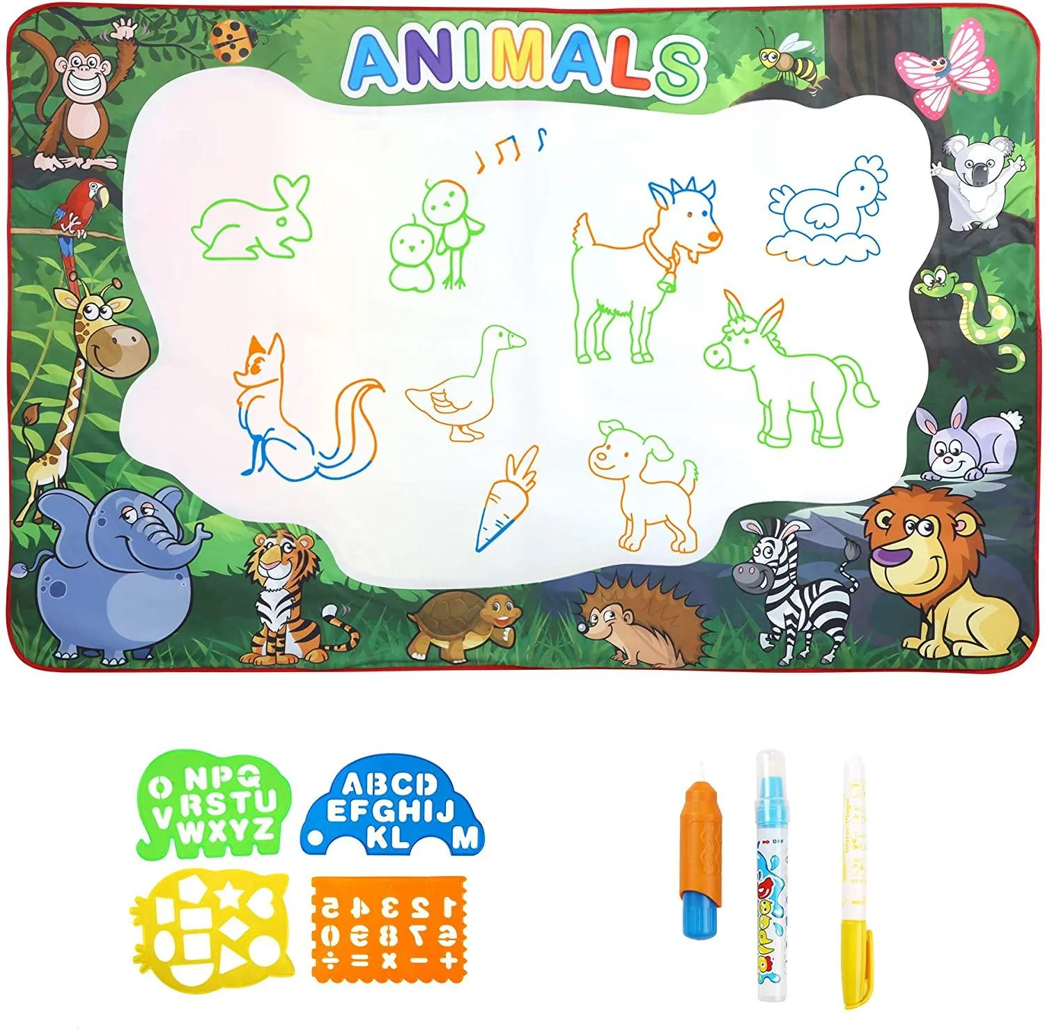 Water Doodle Mat 59 x 39 inches Extra Large for Toddlers Kids Animal Water Drawing Pad Learning Toys Age 3 