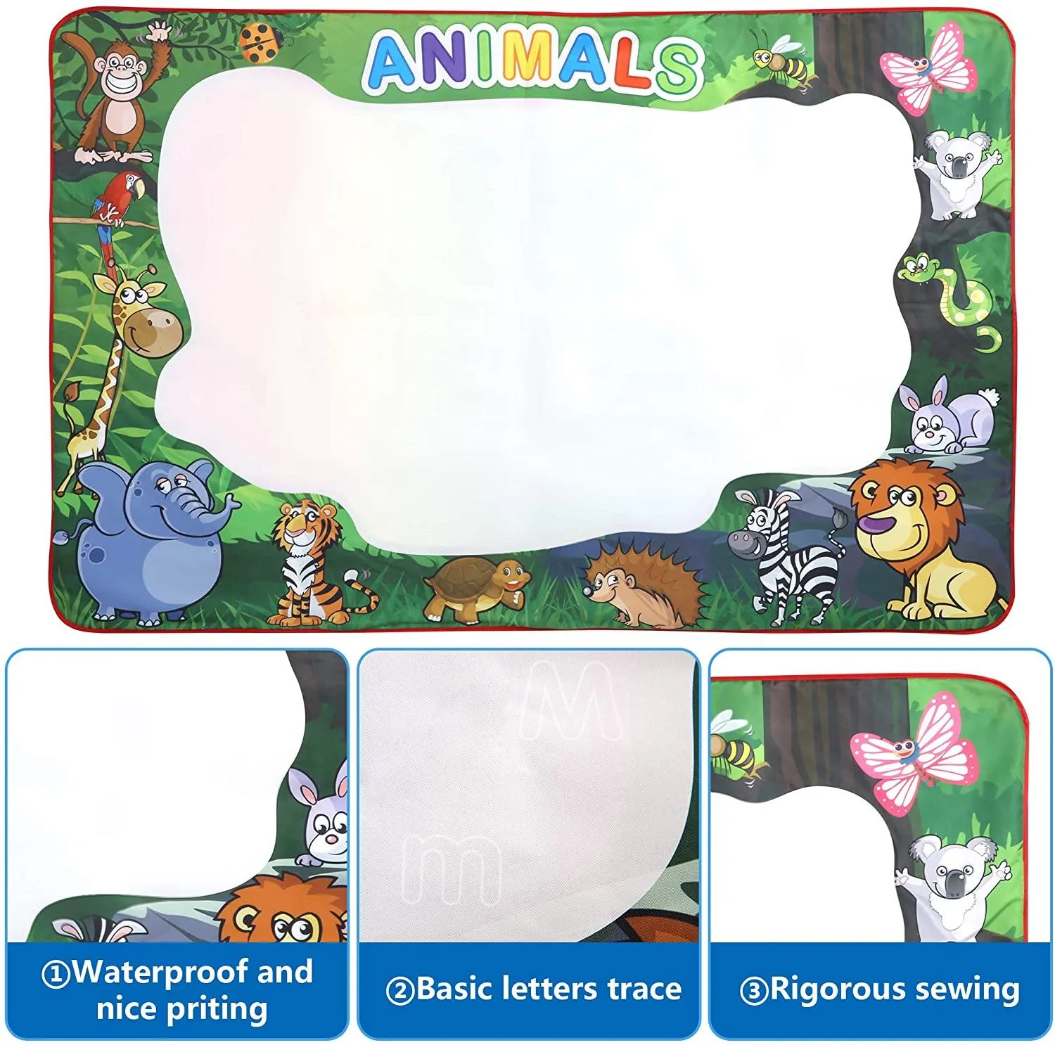 Water Doodle Mat 59 x 39 inches Extra Large for Toddlers Kids Animal Water Drawing Pad Learning Toys Age 3 