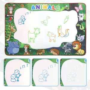 Water Doodle Mat 59 x 39 inches Extra Large for Toddlers Kids Animal Water Drawing Pad Learning Toys Age 3 