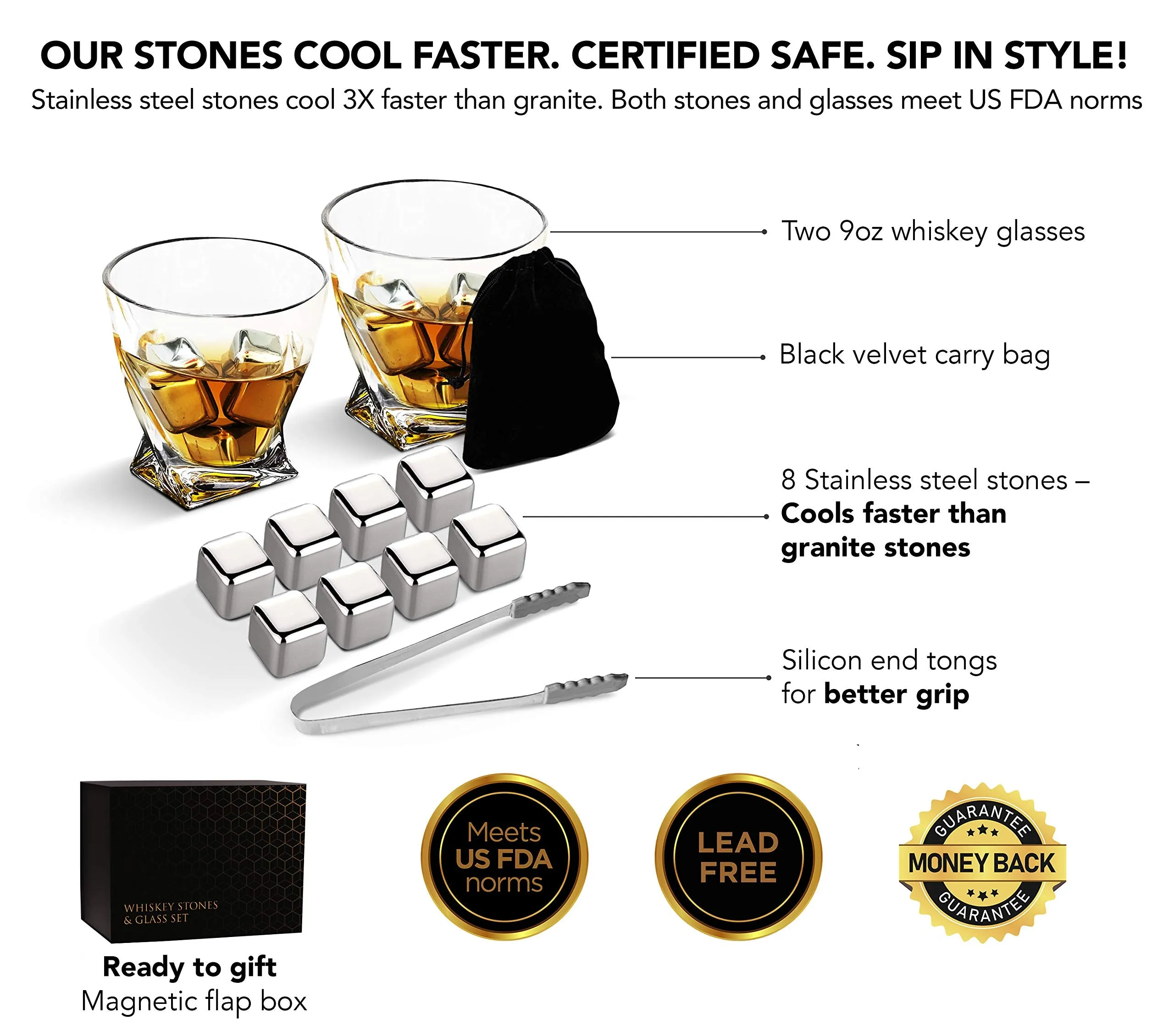 Whiskey Glass Set Whiskey Stones Gift Set Whiskey Rocks Best Man Gifts For Wedding With 8