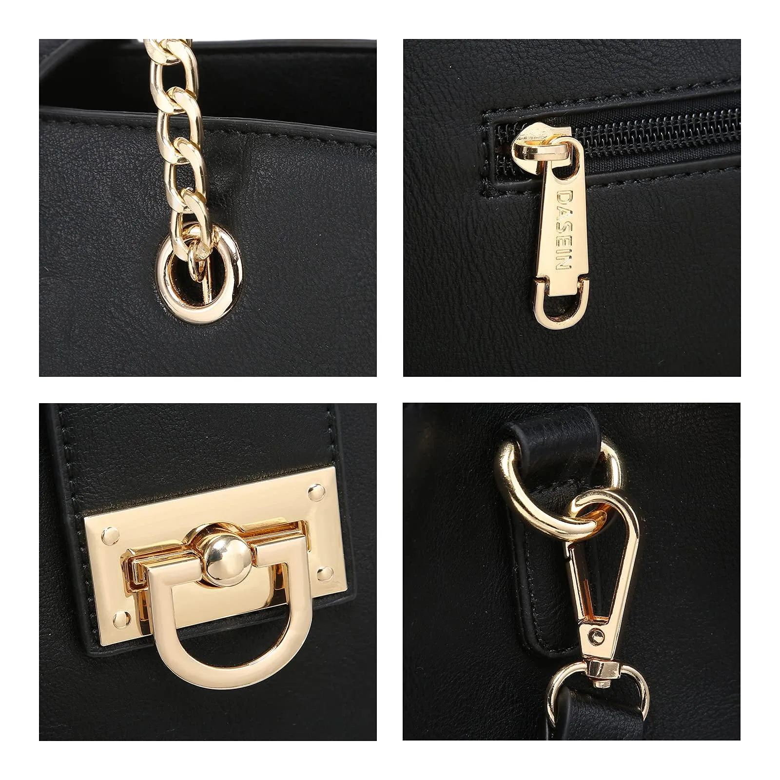 Women Fashion Chain Fashion Belt lock Tote Bags With Matching Clutch Dasein