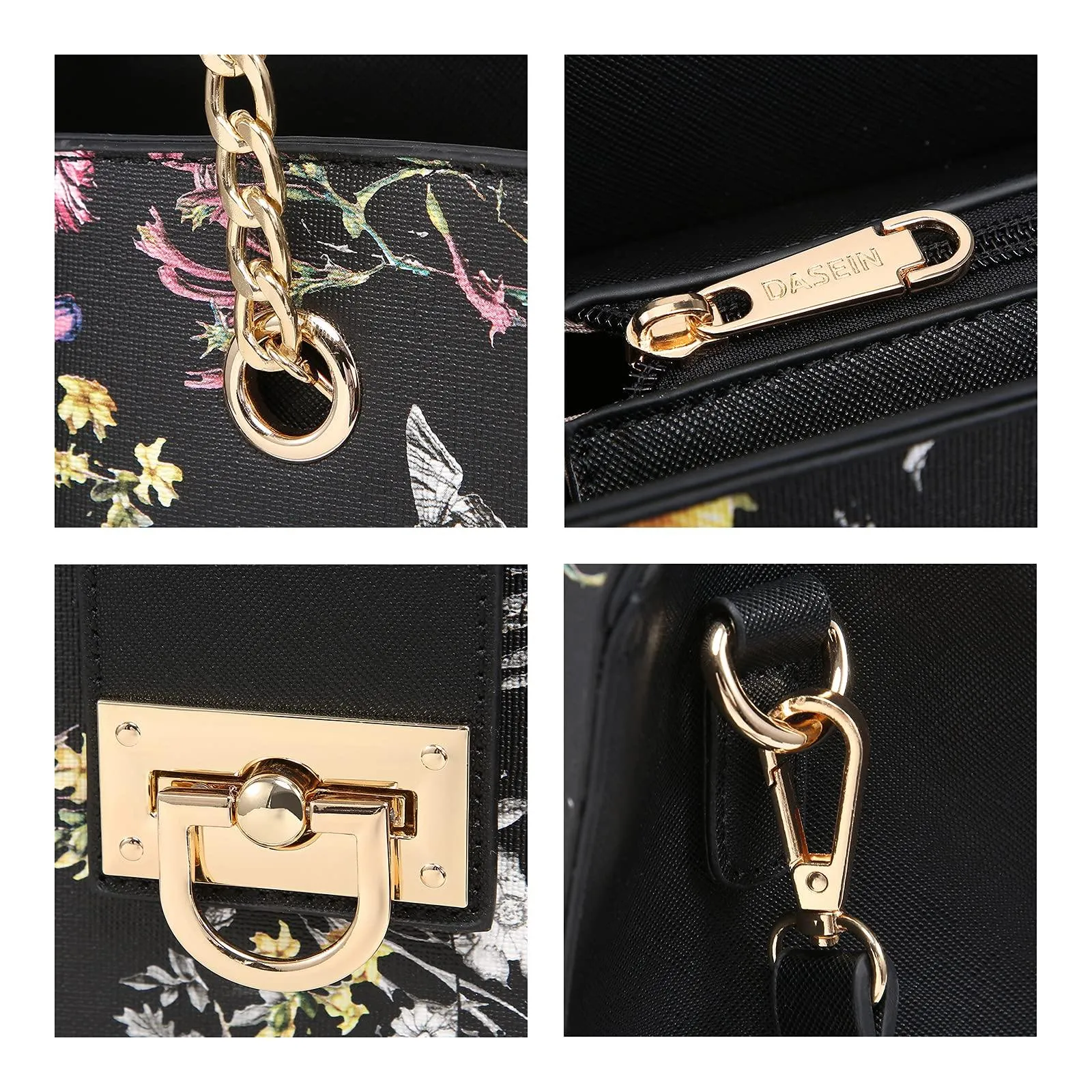 Women Fashion Chain Fashion Belt lock Tote Bags With Matching Clutch Dasein